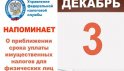 Срок уплаты налогов 3 декабря